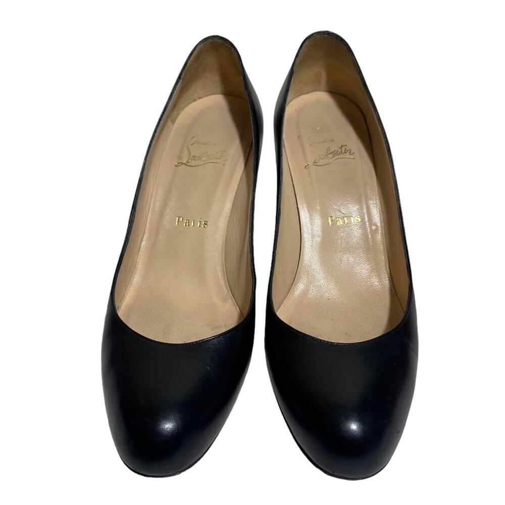 Christian Louboutin Paris Black Pumps Round Toed Heels - Size 38.5